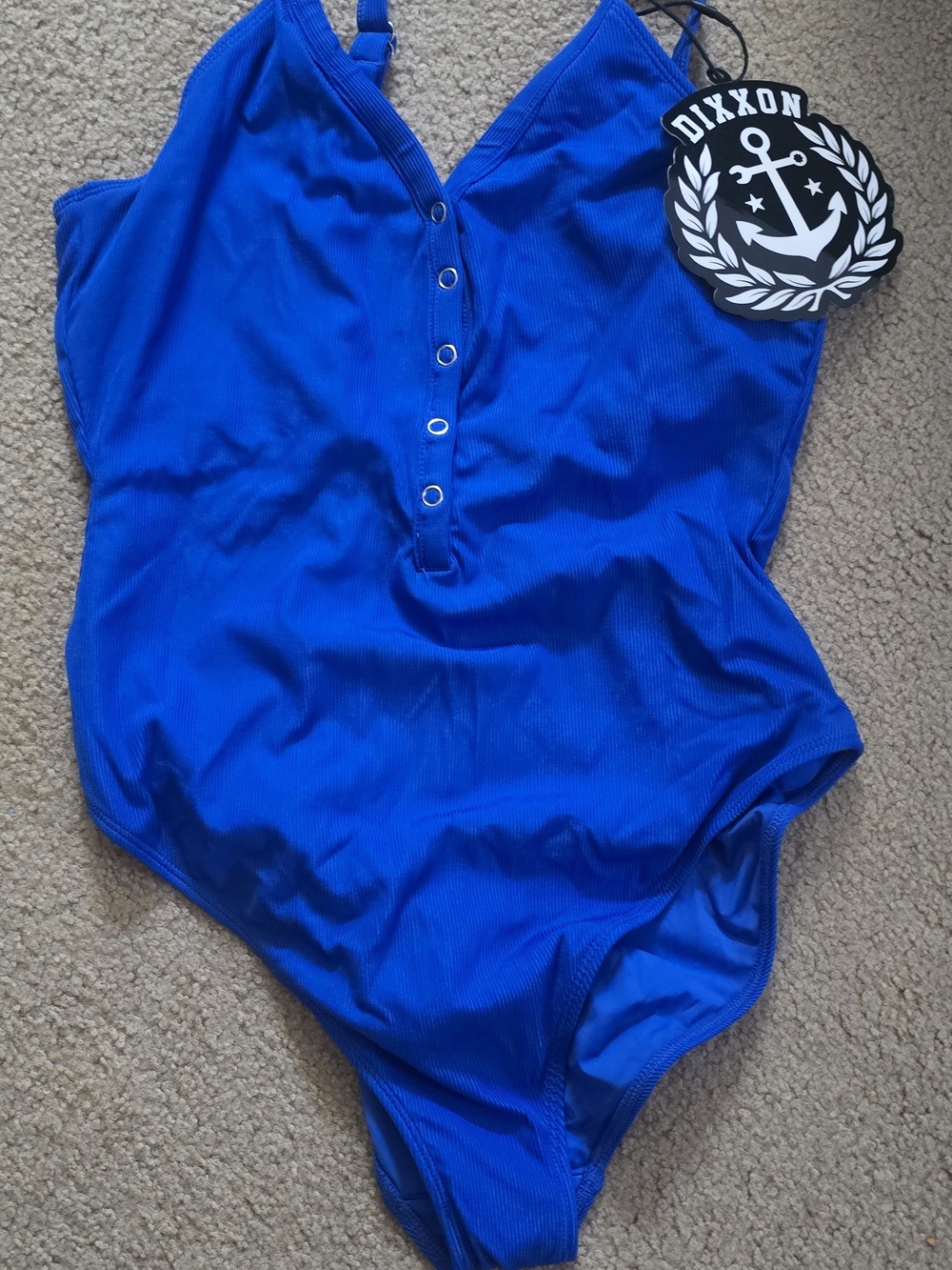 DIXXON Electric Blue Ribbed Snap-Front One-Piece